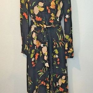 Zara Trafaluc NWT Black Floral Dress Mandarin